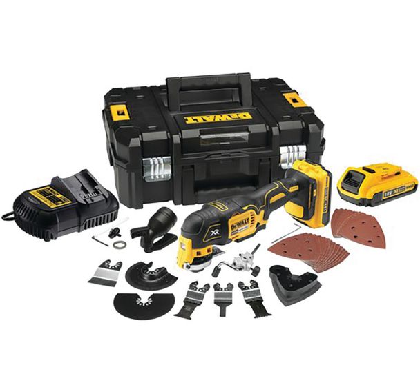Multi-cutter XR 18V 2Ah Li-Ion Brushless - 32 accessoires- 2 batteries - DEWALT