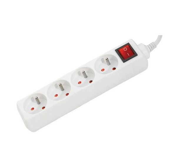 Multiprise 4 prises avec interrupteur blanche - 1,5 m