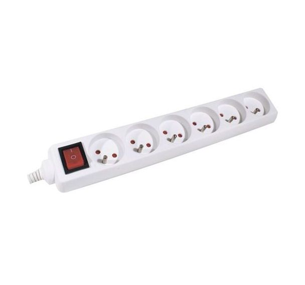Multiprise 6 prises avec interrupteur blanche - 4,0 m