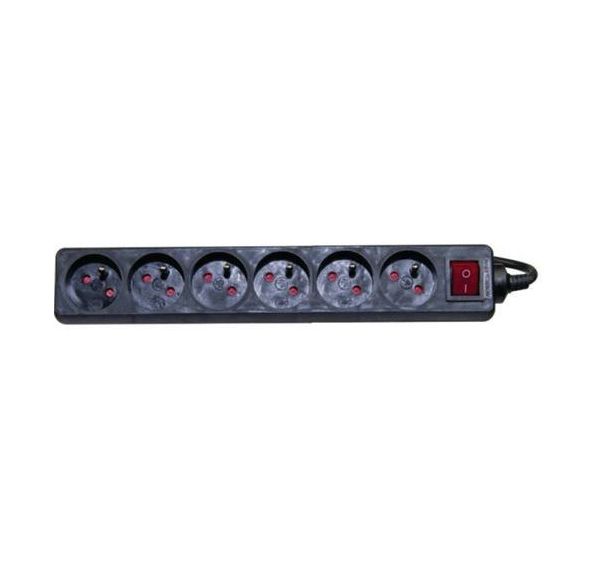 Multiprise 6 prises avec interrupteur noire - 4,0 m