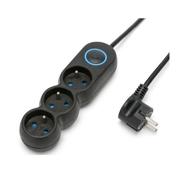 Multiprise NF avec interrupteur - 3 à 5 prises - Coloris noir - Velamp