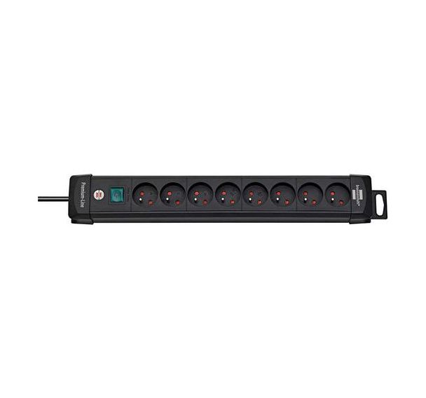 Multiprise noire Premium-Plus 8 prises - Brennenstuhl