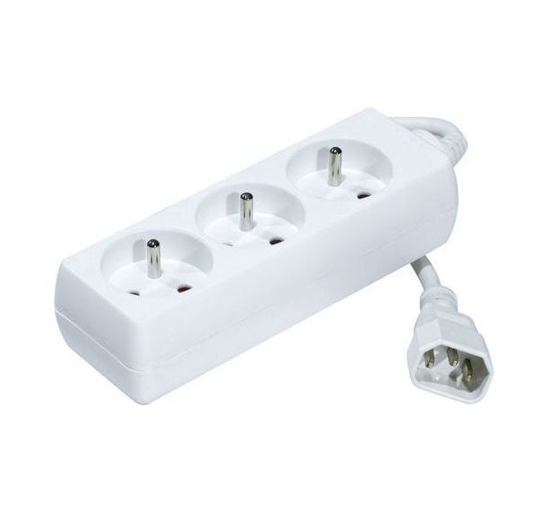Multiprise onduleur 3 prises / cordon IEC C14 blanche -0,8 m