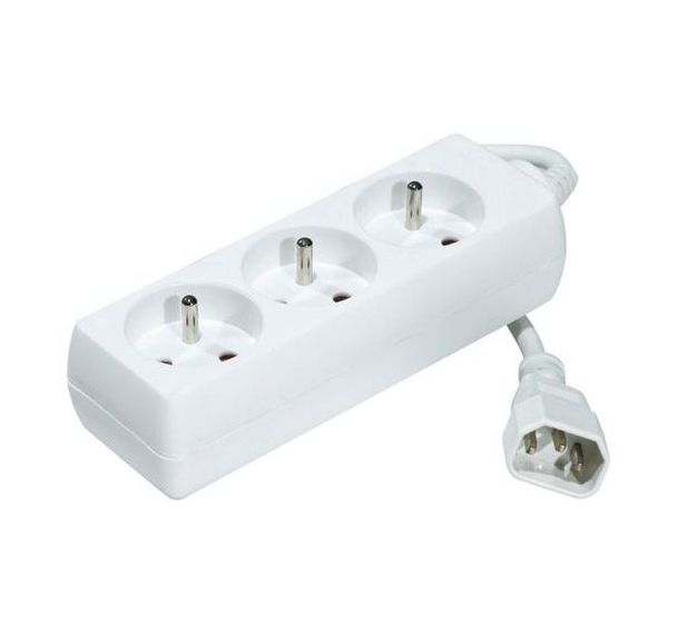 Multiprise onduleur 3 prises / cordon IEC C14 blanche -1,5 m