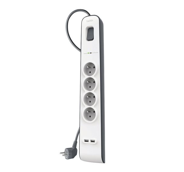 Multiprise parafoudre secteur et USB avec cordon d'alimentation Belkin
