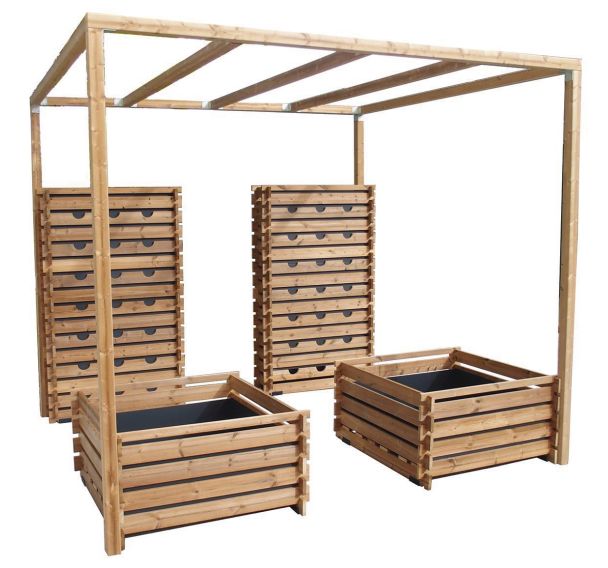 Mur bac pergola - 2 bacs au sol - 2 murs végétaux