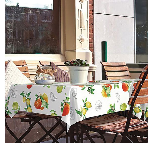 Nappe toile ciree ronde manhattan citronella 150cm