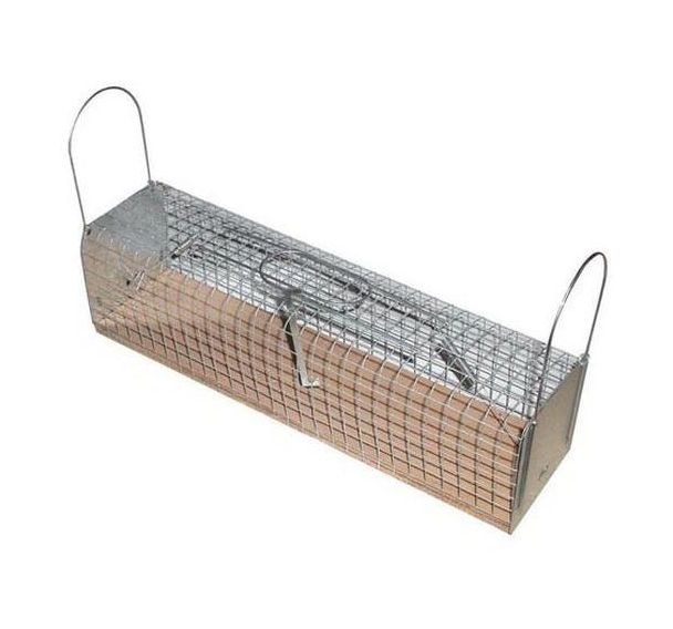 Nasse à rats à 2 entrées avec socle en bois