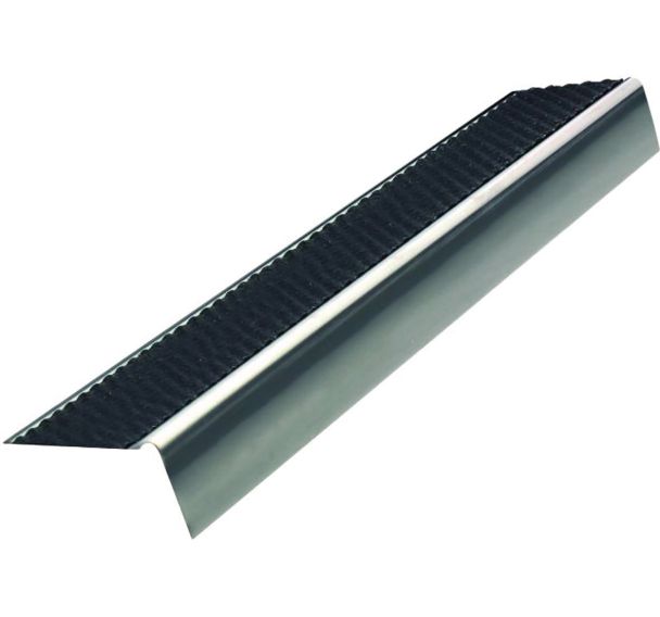 Nez de marche anti dérapant nu en L inox 37 mm