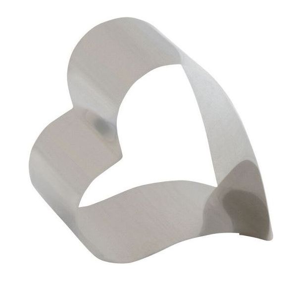 Nonnette coeur décentré en inox - Lot de 4 - 7x6x4,5 cm