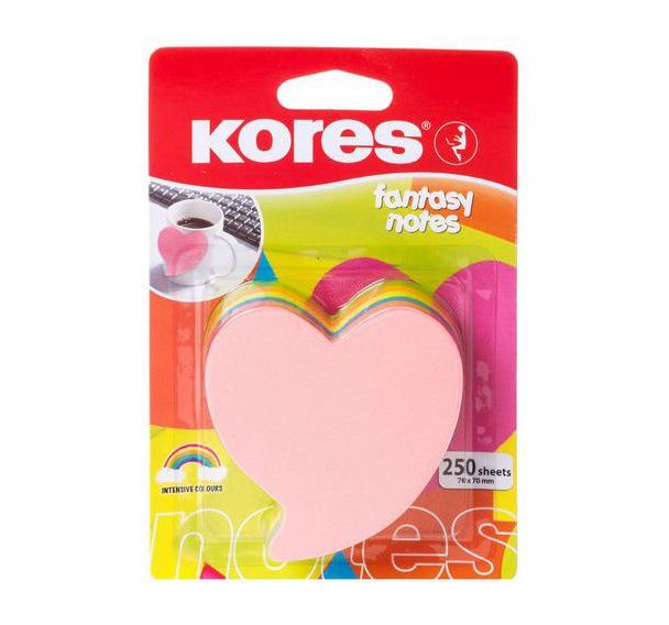 Note repositionnable coeur fantaisie 70x70mm couleur neon