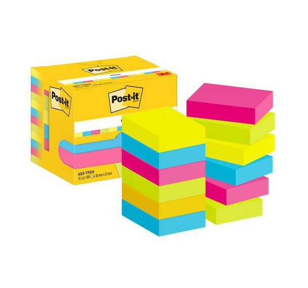Notes Post-it® 38 x 51 mm 12blocs assortis Energie Post-it®