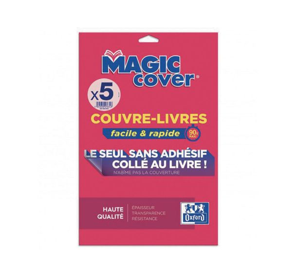 OXFORD 5 Feuilles Couvre-livres Magic Cover A4 PVC Lisse Epaisseur 9/100ème Incolore