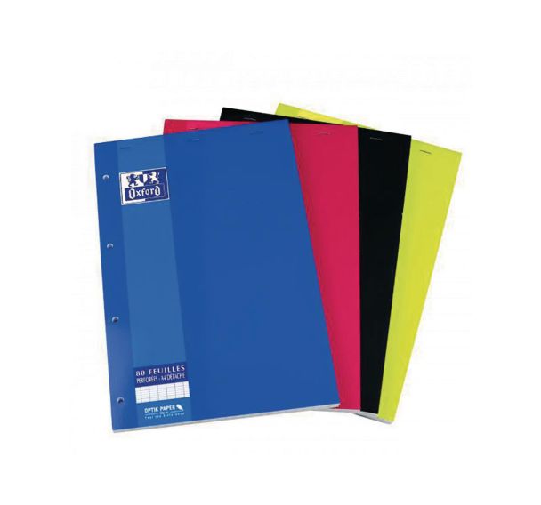 OXFORD Bloc-Notes Color Life A4+ Grands Carreaux Seyès 160 Pages Reliure Agrafée Tête Couverture Carte Coloris Assortis