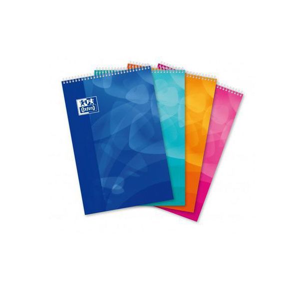 OXFORD Bloc-Notes Lagoon A4+ Grands Carreaux Seyès 160 Pages Reliure Intégrale Couverture Polypro Coloris Assortis