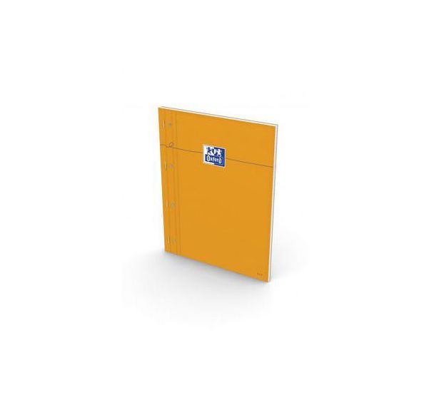 OXFORD Bloc-Notes Perforé Orange A4+ Grands Carreaux Seyès 80 Feuilles Agrafées Côté Couverture Carte Enduite Orange
