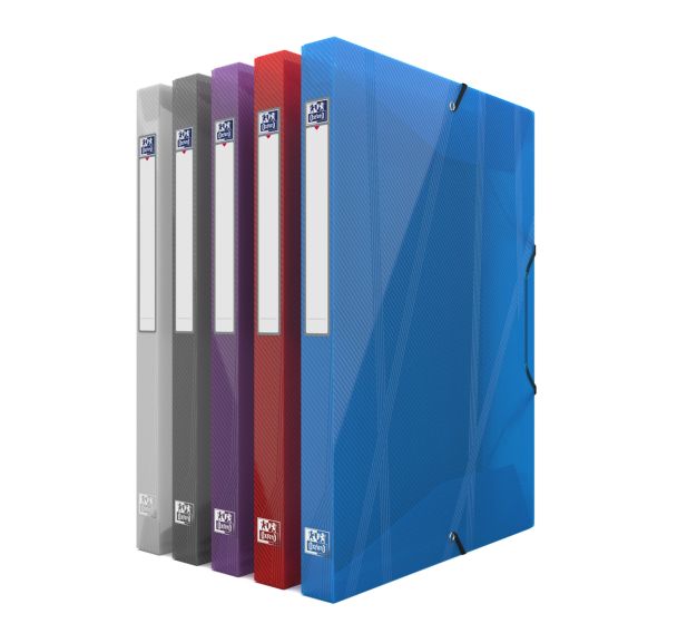 OXFORD Boîte Capacité Standard Hawaï 24x32cm Dos 25mm avec Elastique Couverture Polypro Coloris Assortis