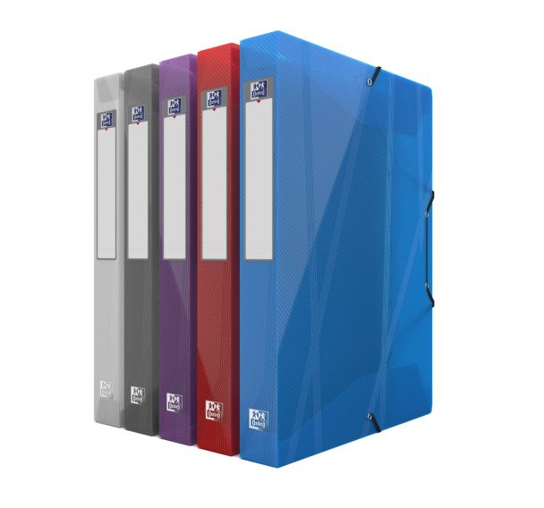 OXFORD Boîte Capacité Standard Hawaï 24x32cm Dos 40mm avec Elastique Couverture Polypro Coloris Assortis