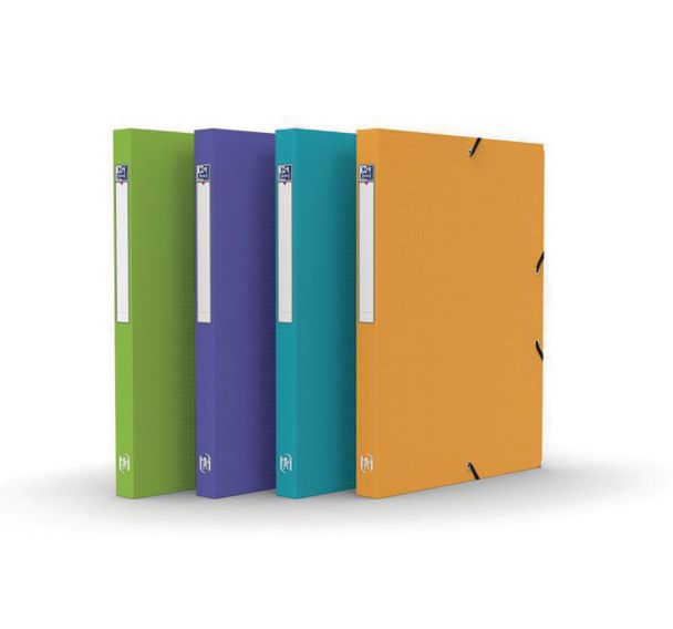 OXFORD Boîte Capacité Standard Memphis 24x32cm Dos 25mm avec Elastique Couverture Polypro Coloris Assortis