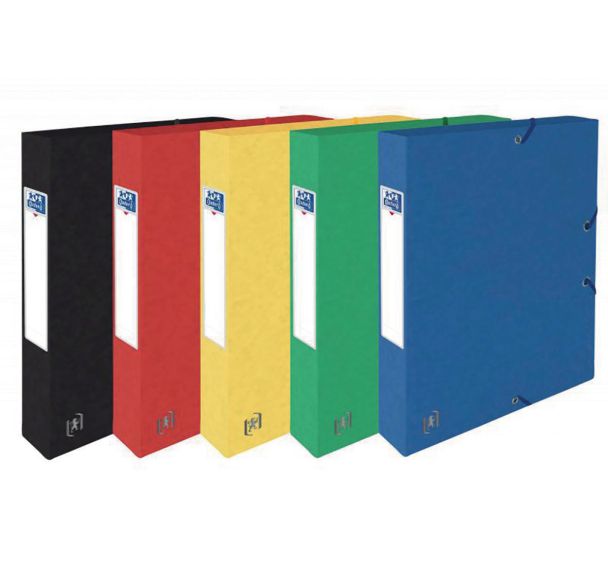 OXFORD Boite Capacité Standard Top File+ 24x32cm Dos 40mm avec Elastique Couverture Carte Coloris Assortis