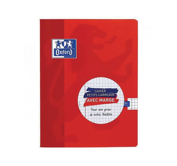 OXFORD Cahier Color Life 17x22cm Petits Carreaux 5mm Margés 96 Pages Agrafées Couverture Carte Coloris Assortis