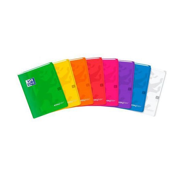 OXFORD Cahier EasyBook 17x22cm Petits Carreaux 5mm Margés 96 Pages Agrafées Couverture Polypro Coloris Assortis