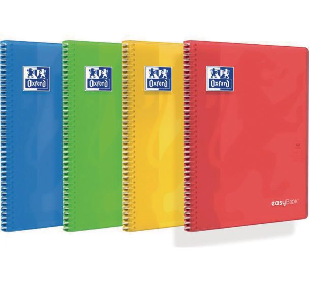 OXFORD Cahier EasyBook 24x32cm Grands Carreaux Seyès 160 Pages Reliure Intégrale Couverture Polypro Coloris Assortis