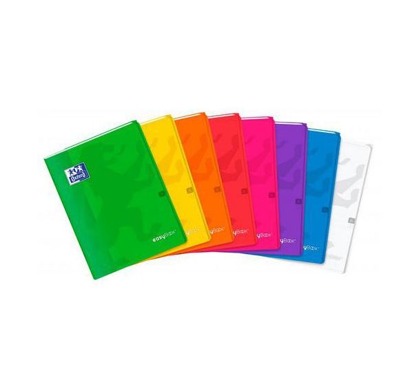 OXFORD Cahier EasyBook 24x32cm Petits Carreaux 5mm Margés 96 Pages Agrafées Couverture Polypro Coloris Assortis