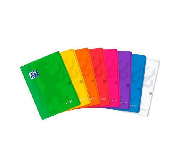 OXFORD Cahier EasyBook A4 Petits Carreaux 5mm Margés 96 Pages Agrafées Couverture Polypro Coloris Assortis
