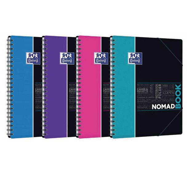 OXFORD Cahier Etudiants Nomadbook A4+ Grands Carreaux Seyès 160 Pages Reliure Intégrale Couverture Polypro Coloris Assortis