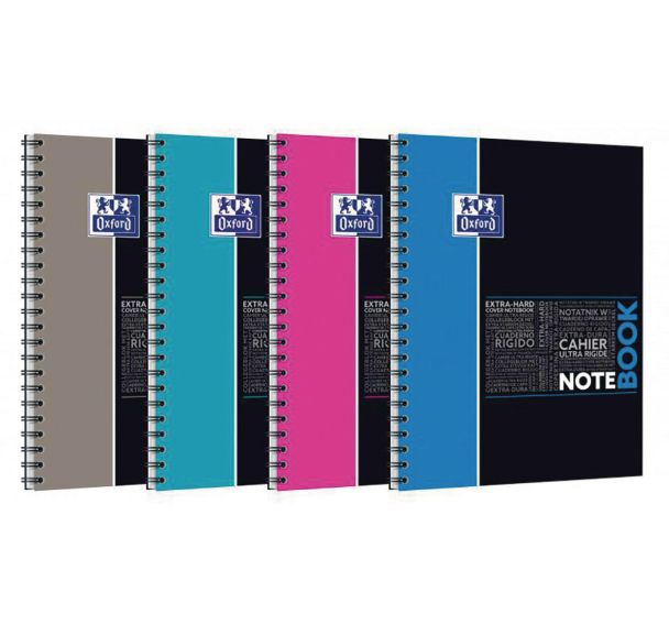 OXFORD Cahier Etudiants Notebook A4+ Grands Carreaux Seyès 160 Pages Reliure Intégrale Couverture Carte Coloris Assortis