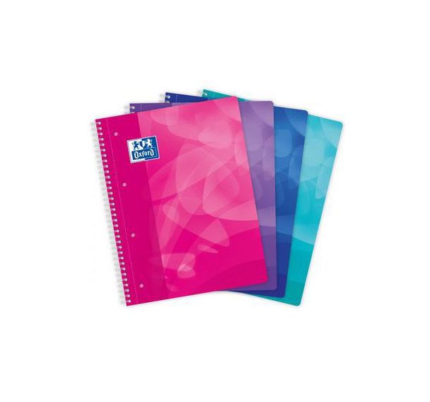 OXFORD Cahier Lagoon A4+ Grands Carreaux Seyès 160 Pages Reliure Intégrale Couverture Polypro Coloris Assortis