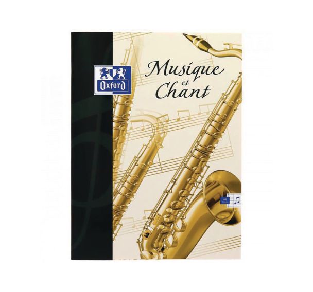 OXFORD Cahier Musique 24x32cm Réglure Grands Carreaux & Réglure Musique 48 Pages Agrafées Couverture Carte Colorée