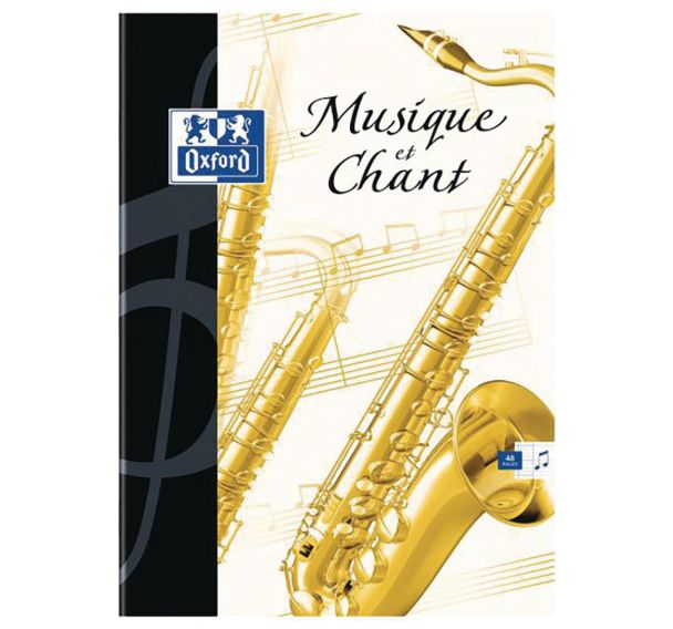 OXFORD Cahier Musique A4 Réglure Grands Carreaux & Réglure Musique 48 Pages Agrafées Couverture Carte Colorée