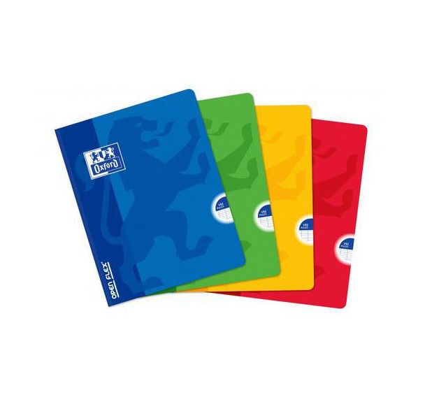 OXFORD Cahier OpenFlex 17x22cm Grands Carreaux Seyès 192 Pages Brochées Couverture Polypro Coloris Assortis