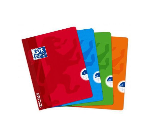 OXFORD Cahier OpenFlex 17x22cm Grands Carreaux Seyès 48 Pages Agrafées Couverture Polypro Coloris Assortis