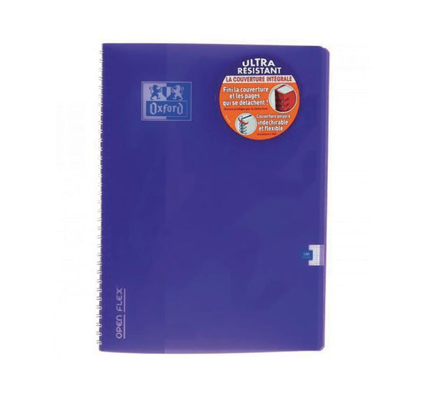 OXFORD Cahier OpenFlex A4 Grands Carreaux Seyès 100 Pages Reliure Intégrale Couverture Polypro Coloris Assortis