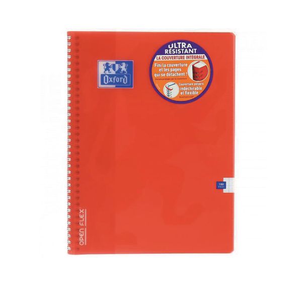 OXFORD Cahier OpenFlex A4 Grands Carreaux Seyès 180 Pages Reliure Intégrale Couverture Polypro Coloris Assortis
