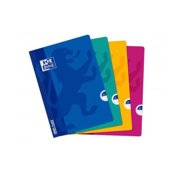 OXFORD Cahier OpenFlex A4 Grands Carreaux Seyès 48 Pages Agrafées Couverture Polypro Coloris Assortis