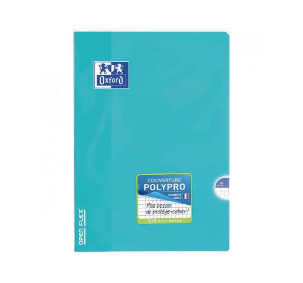 OXFORD Cahier OpenFlex A4 Petits Carreaux 5mm Margés 96 Pages Agrafées Couverture Polypro Coloris Assortis