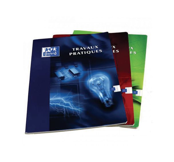 OXFORD Cahier de Travaux Pratiques 24x32cm Grands Carreaux Seyès/Uni Blanc 80 Pages Agrafées Couverture Carte Coloris Assortis
