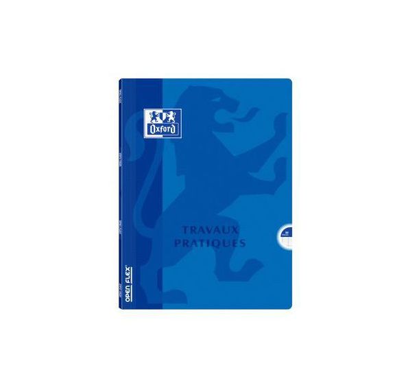 OXFORD Cahier de Travaux Pratiques OpenFlex 17x22cm Grands Carreaux Seyès/Uni Blanc 80 Pages Agrafées Couverture Polypro Coloris Assortis