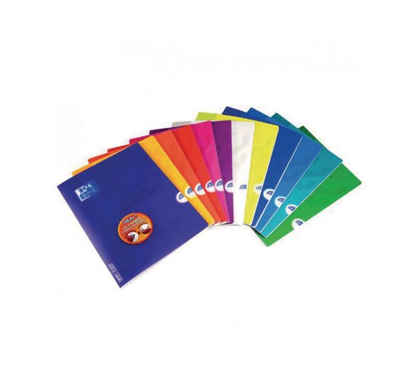 OXFORD Cahier de Travaux Pratiques OpenFlex 24x32cm Grands Carreaux Seyès/Uni Blanc 80 Pages Agrafées Couverture Polypro Coloris Assortis