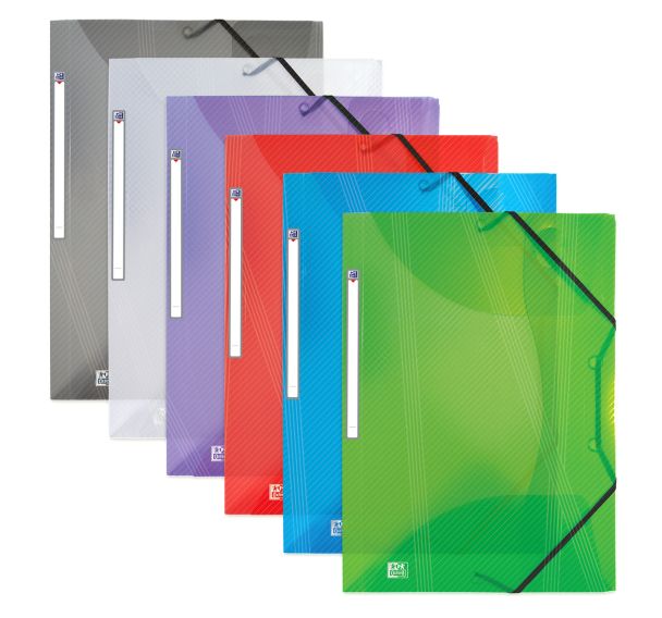 OXFORD Chemise 3 Rabats Hawaï A4 avec Elastique Couverture Polypro Coloris Assortis