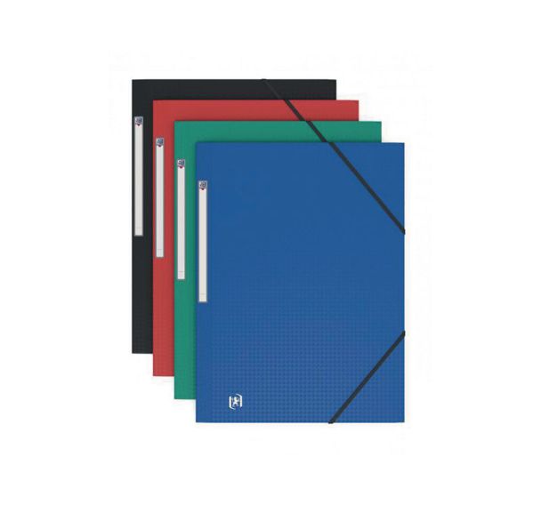 OXFORD Chemise 3 Rabats Memphis A4 avec Elastique Couverture Polypro Coloris Assortis