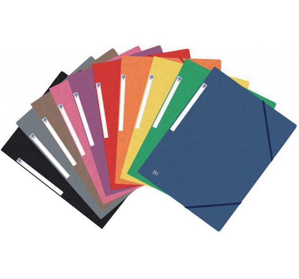 OXFORD Chemise 3 Rabats Top File + A4 avec Elastique Couverture Carte Coloris Assortis