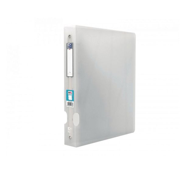 OXFORD Classeur Hawaï A4XL Dos 40mm 4 Anneaux Ronds Couverture Polypro Incolore