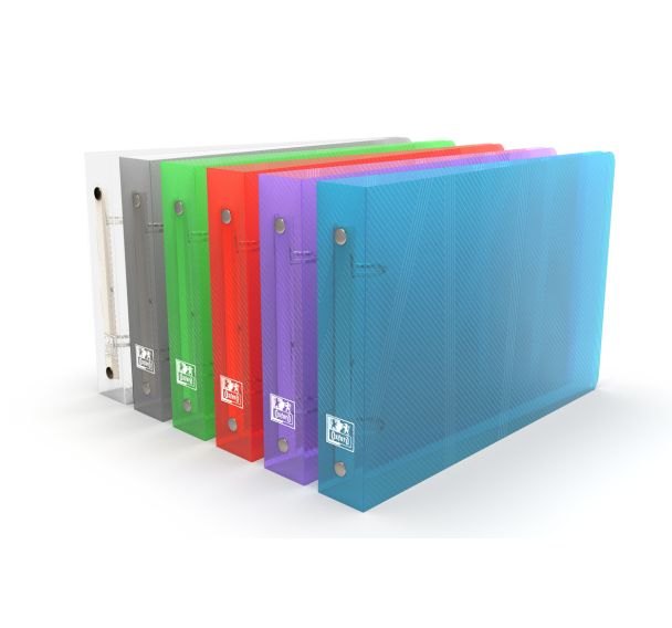 OXFORD Classeur Hawaï A5 Paysage Dos 30mm 2 Anneaux Ronds Couverture Polypropylène Coloris Assortis
