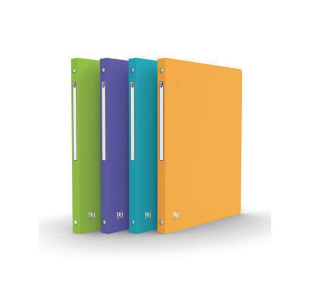 OXFORD Classeur Memphis A4 Dos 20mm 4 Anneaux Ronds Couverture Polypro Coloris Assortis