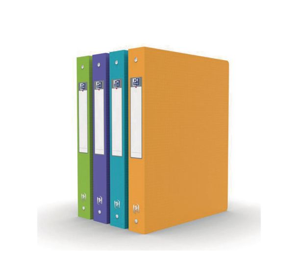 OXFORD Classeur Memphis A4 Dos 40mm 4 Anneaux Ronds Couverture Polypro Coloris Assortis